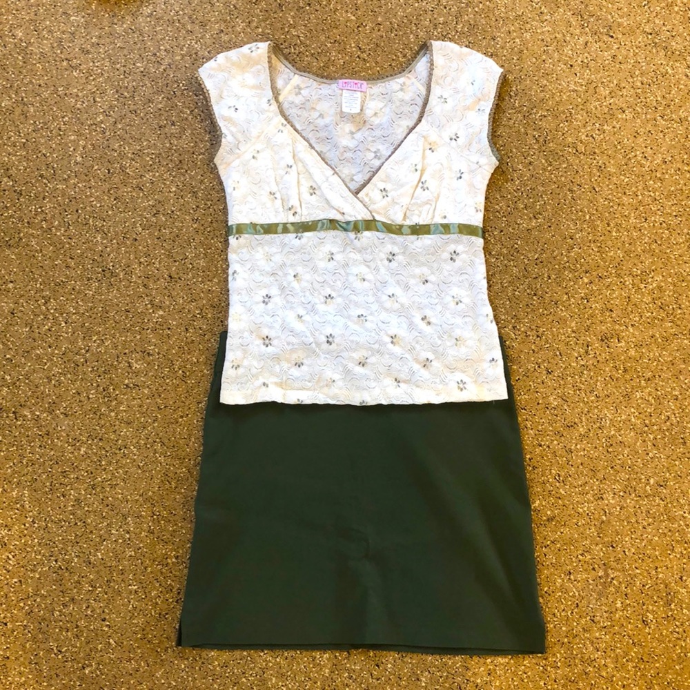 Spring Floral Top and Olive Green Skirt
